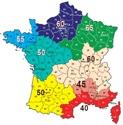zones thermiques réglementaires RT 2012