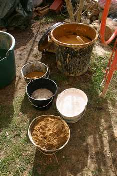 Formulation de l'enduit terre et chaux avec paillettes de lin